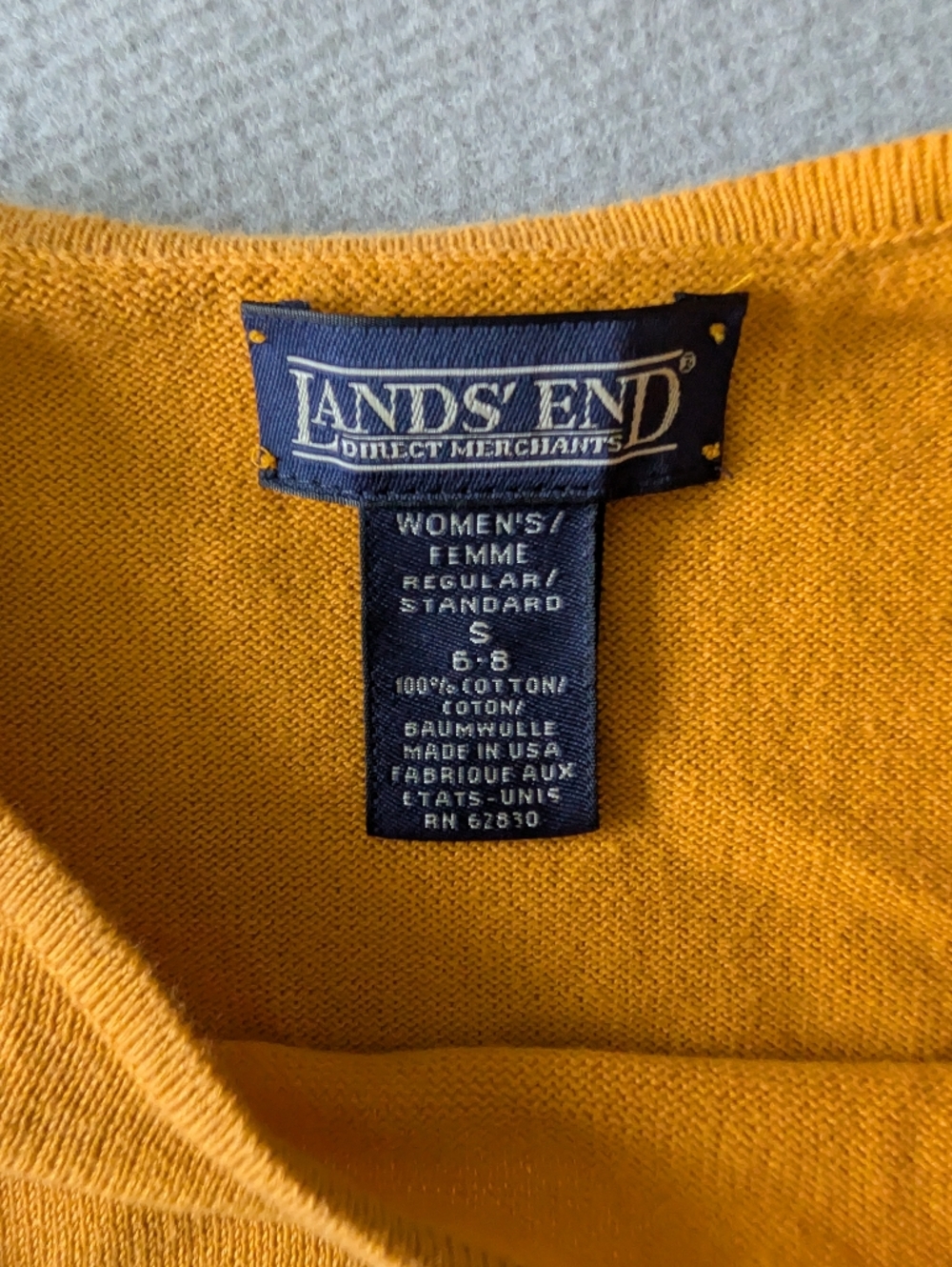 Vintage 90s Land's End 100% Cotton Women's Cardigan Sweater 2 Pc Set Yellow Sz S - Picture 16 of 16